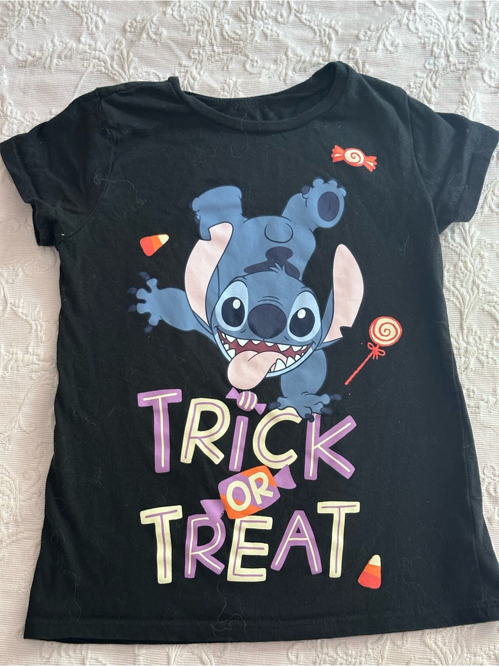 Disney Black Halloween Stitch 'Trick or Treat' Graphic Tee